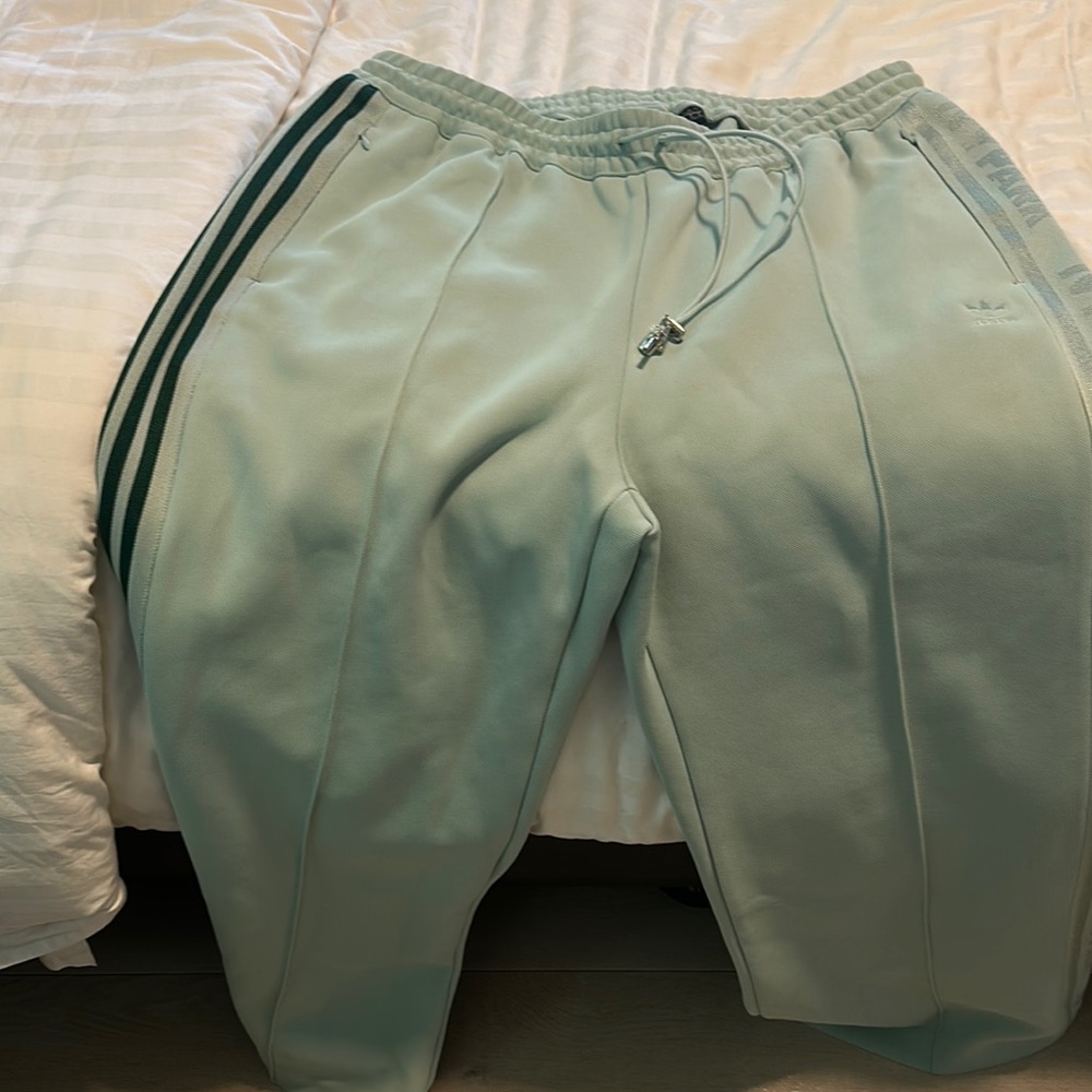 Adidas Mint Green Joggers with Dark Stripes